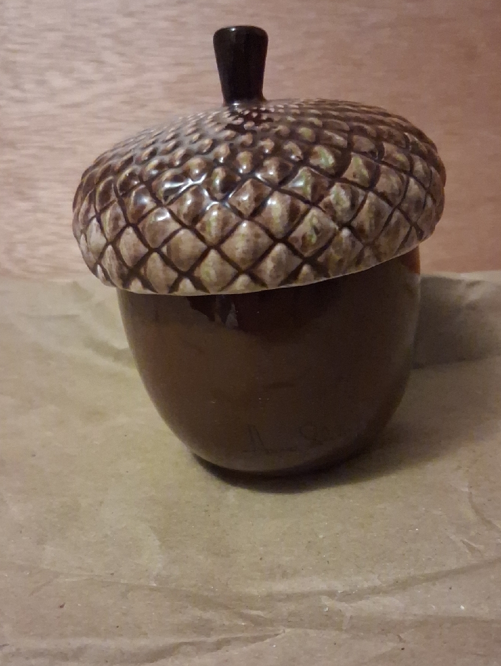 Ceramic Acorn Trinket Jar - Brown and Tan